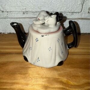 Paul Cardew Vintage Miniature Ceramic Teapot Black & White‎ Figurine